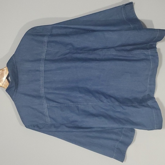 Alfred Dunner top women's size 18 blue button down denim look - Picture 8 of 11